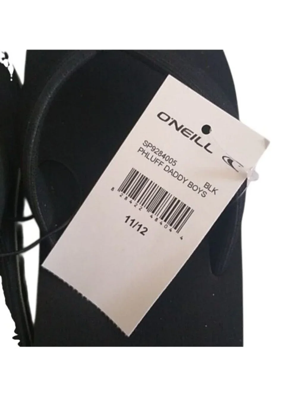 O'Neill Phluff Daddy Black Flip Flop, Size 11/12 Sandals Boys Sizing